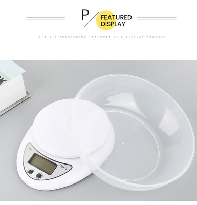 Digital Display Durable Food Kitchen Scale High Precision 5kg 7kg 10kg Weight Measurement Battery Operated Plastic Display