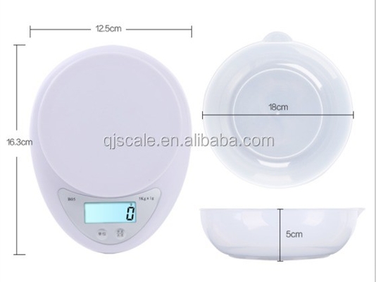 White 50KG Capacity Digital Kitchen Scale with Large Bowl Unit g/oz/lb/kg High Qualit