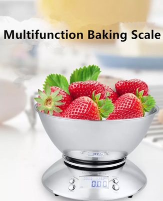 5kg Waterproof Digital Kitchen Scale Stainless Steel Electronic Food Weight Measuring Device Battery with ROUND Function