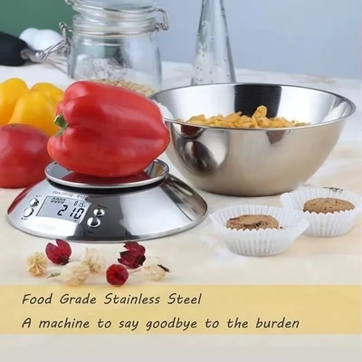 5kg Waterproof Digital Kitchen Scale Stainless Steel Electronic Food Weight Measuring Device Battery with ROUND Function