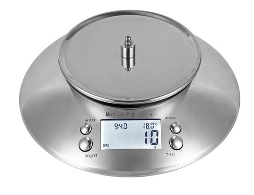5kg Waterproof Digital Kitchen Scale Stainless Steel Electronic Food Weight Measuring Device Battery with ROUND Function