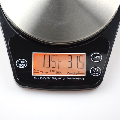 3kg/0.1g LCD Electronic Scales ROUND ABS Stainless Steel Kitchen Timer Balance 3kg/0.1g Coffee Maker Weighing Scale Home