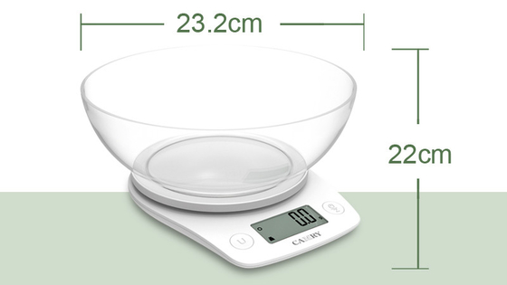 OEM Customized Kitchen Scale with Bowl for Baking Cooking 5kg/11lb LCD Display Size 58x27mm Plastic Multiple Units