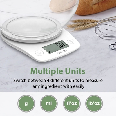 OEM Customized Kitchen Scale with Bowl for Baking Cooking 5kg/11lb LCD Display Size 58x27mm Plastic Multiple Units