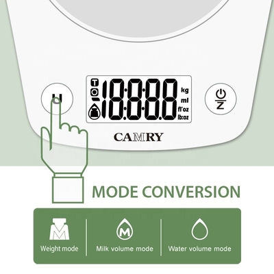 OEM Customized Kitchen Scale with Bowl for Baking Cooking 5kg/11lb LCD Display Size 58x27mm Plastic Multiple Units