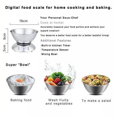 Battery Power 2x1.5V AAA Battery 5kg Electronic Stainless Steel Digital Kitchen Scale for Precise and Accurate Measurements