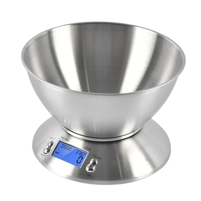 Digital Display 5kg/1g Stainless Steel Kitchen Scale Rectangle Balance for Cooking Bowl Battery Electronic Weighing