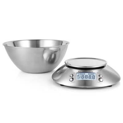 Digital Display 5kg/1g Stainless Steel Kitchen Scale Rectangle Balance for Cooking Bowl Battery Electronic Weighing