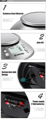 5000g/1g Capacity Food-grade Stainless Steel Digital Kitchen Food Scales for Baking and Cooking in Units of g/oz/kg/lb/ml