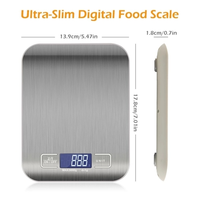180*140*17mm Digital Display Electronic Kitchen Scale Stainless Steel 5kg Household Food Baking Weight Measuring Scale