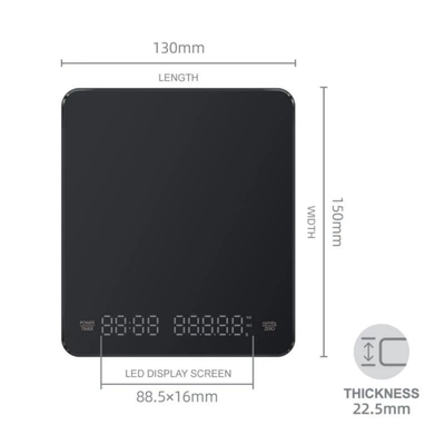 3kg Kitchen Food Accessories Timer Dual Screen LED Display Weight Measuring Tool for Coffee Beans Battery Powered Scale