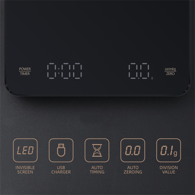 Type C USB Charging Electronic Smart Pocket Kitchen Food Weighing Digital Barista Espresso Coffee Scales With Timer