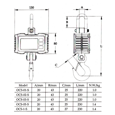 Aluminum Alloy Stainless Steel 500-1000kg Digital Explosion Proof Crane Scale with Manual LCD/LED Display and OEM ODM