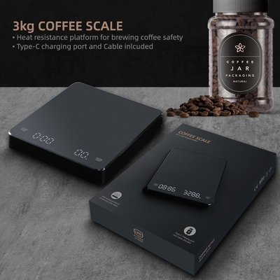 Electric Digital LCD Stealth Touch Botton Kitchen Coffee Scale 3kg Maximum Weight Recommendation and Rechargeable Battery