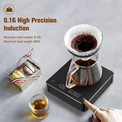 Smart Coffee Weight Scale USB Digital Kitchen Tempered ABS Scale WITH LID Capacity 3KG 0.1G for House Food Multi-Function