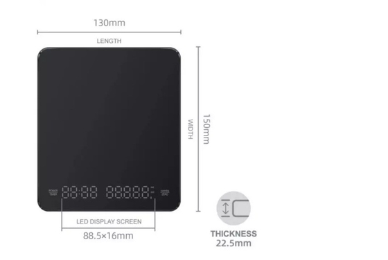3kg/0.1g Stealth High Accurate LCD Display Touch Botton Rechargeable Household Coffee Scale Timer Sleek and Modern Design