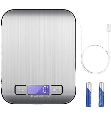 CE Rohs Certified Stainless Steel Electronic Kitchen Food Weighing Scale 5kg Charging Taring Scale with Customized Logo
