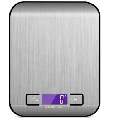 Battery Powered Stainless Steel Kitchen Scale 5KG Capacity and Accurate 1g Reading for Weight Measuring in the Kitchen