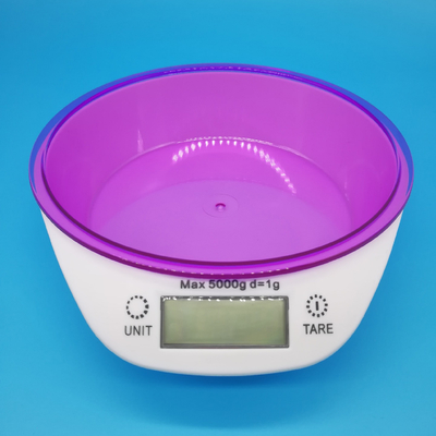 Red Green Purple Three Colors Round Bowl and Square Bowl Baked Food Kitchen Electronic Scale with Plate Digital Display