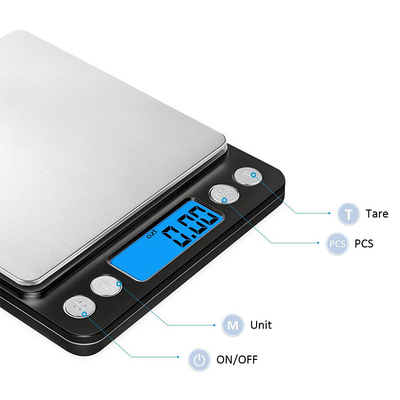 Black J R Silver Superior Mini 3kg Stainless Steel Weighing Platform Electronic Digital Weight Scale Tare Function Black