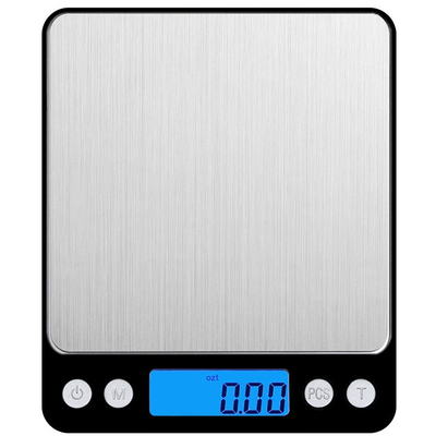 Black J R Silver Superior Mini 3kg Stainless Steel Weighing Platform Electronic Digital Weight Scale Tare Function Black