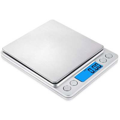 Black J R Silver Superior Mini 3kg Stainless Steel Weighing Platform Electronic Digital Weight Scale Tare Function Black