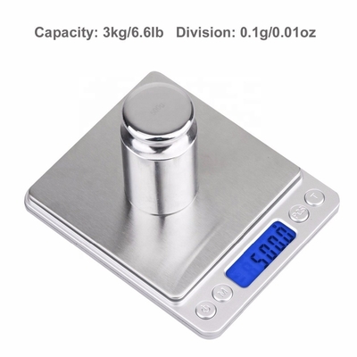 3kg Capacity Accurate Digital Kitchen Scales LCD Display with Food Container ROHS Certified Battery Powered