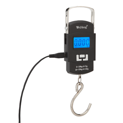 55kg USB Recharging Portable Luggage Scale with Big Hook Division 10G Units lb Portable and Accurate Weighing Solution