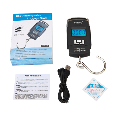 55kg USB Recharging Portable Luggage Scale with Big Hook Division 10G Units lb Portable and Accurate Weighing Solution