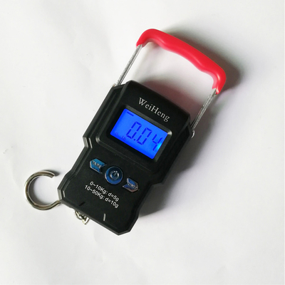 LCD Digital Handheld Luggage Scale WH-A23 with LED Display and 1g Accuracy 50kg Auto-off Function Black Color ABS Material