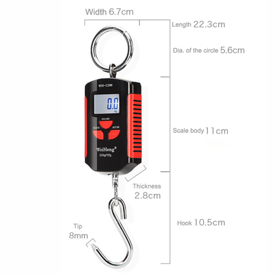 Weiheng C200 Portable Digital Crane Scale 200kg Capacity ABS Material LED/LCD Display 1g Accuracy OEM Customizable