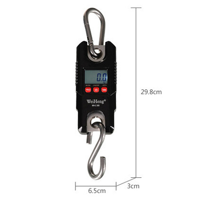 Black Portable Electronic Digital Crane Scale 300kg 660lbs Capacity ABS Material LCD/LED Display OEM Customizable