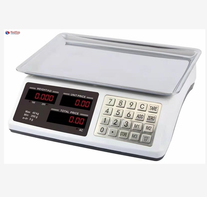 ABS Digital Commercial Scale 40kg Stainless Steel Pan and with 4V or 6V Rechargeable Battery