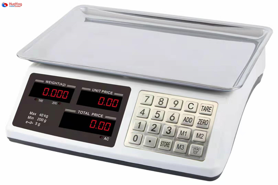 ABS Digital Commercial Scale 40kg Stainless Steel Pan and with 4V or 6V Rechargeable Battery