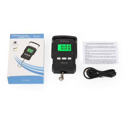 LCD Display 75KG USB Rechargeable Digital Hook Scale With 1M Tape Measure and Auto-off Function