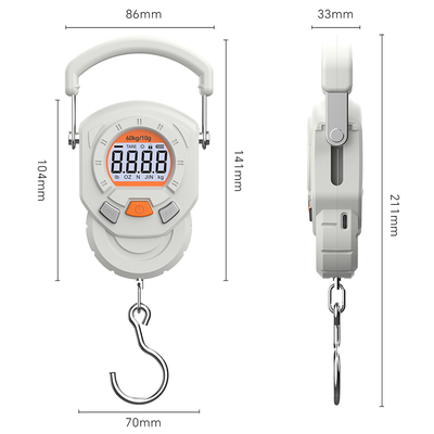 60kg Portable Handheld Electronic Hanging Scale Rechargeable Digital Baggage Hook Scales with Auto-Off Function by Weiheng