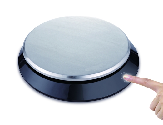 5KG/1G High Accuracy Digital Kitchen Scale with Round Tray Silver and Black Fingerprint Resistant AAA Battery Powered