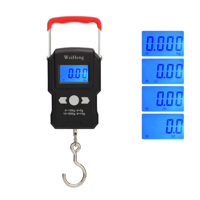ABS Plastic Stainless Steel 10 G Accuracy LCD Black 50kg Electronic Handheld Weight Scale Digital Luggage Scale WH-A23